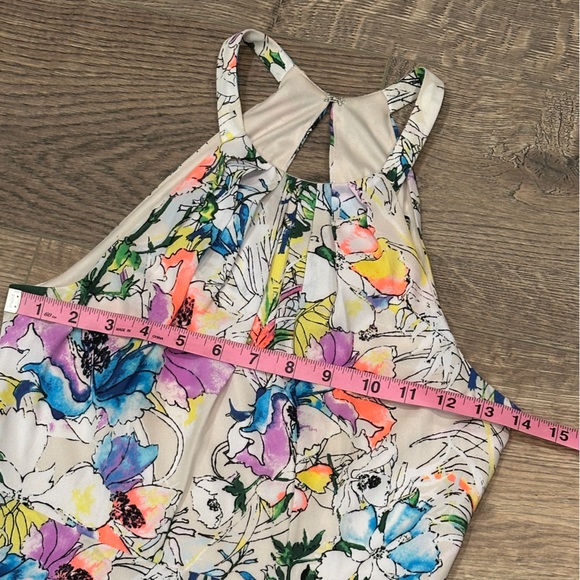 EXPRESS Womens Size 2 Watercolor Floral Fit Flare  Dress Y2K Party Going Out - Picture 4 of 15